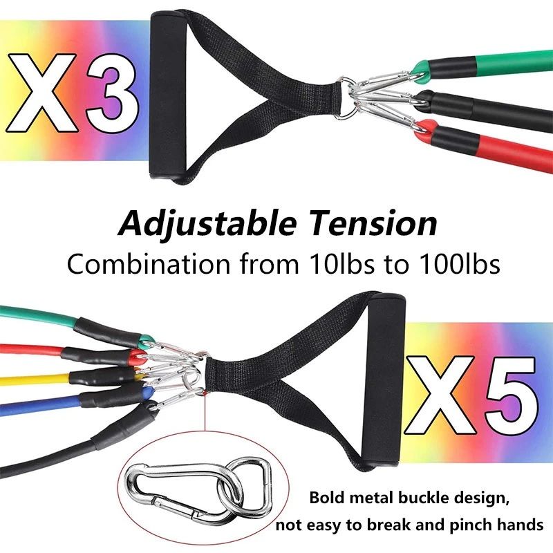 11(PCS) Power Exercise Resistance Band Set 5 in 1 Fitness Band Equipment for Men and Women